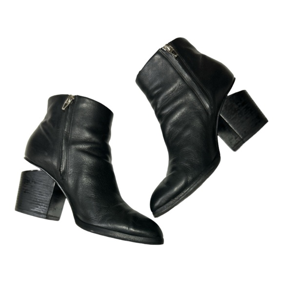 Alexander Wang Gabi Black Ankle Boots Silver Sliced  Heel Sz 40 - Picture 11 of 15